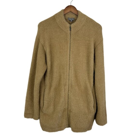 J CREW Point Sur Cardigan‎ Sweater Jacket Womens M Fuzzy Zip Up Oversized Camel - Picture 12 of 12